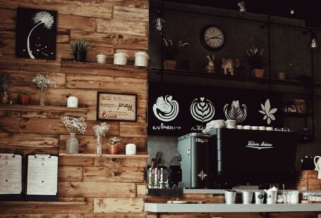 Coffee Shops - Assorted Decors With Brown Rack Inside Store